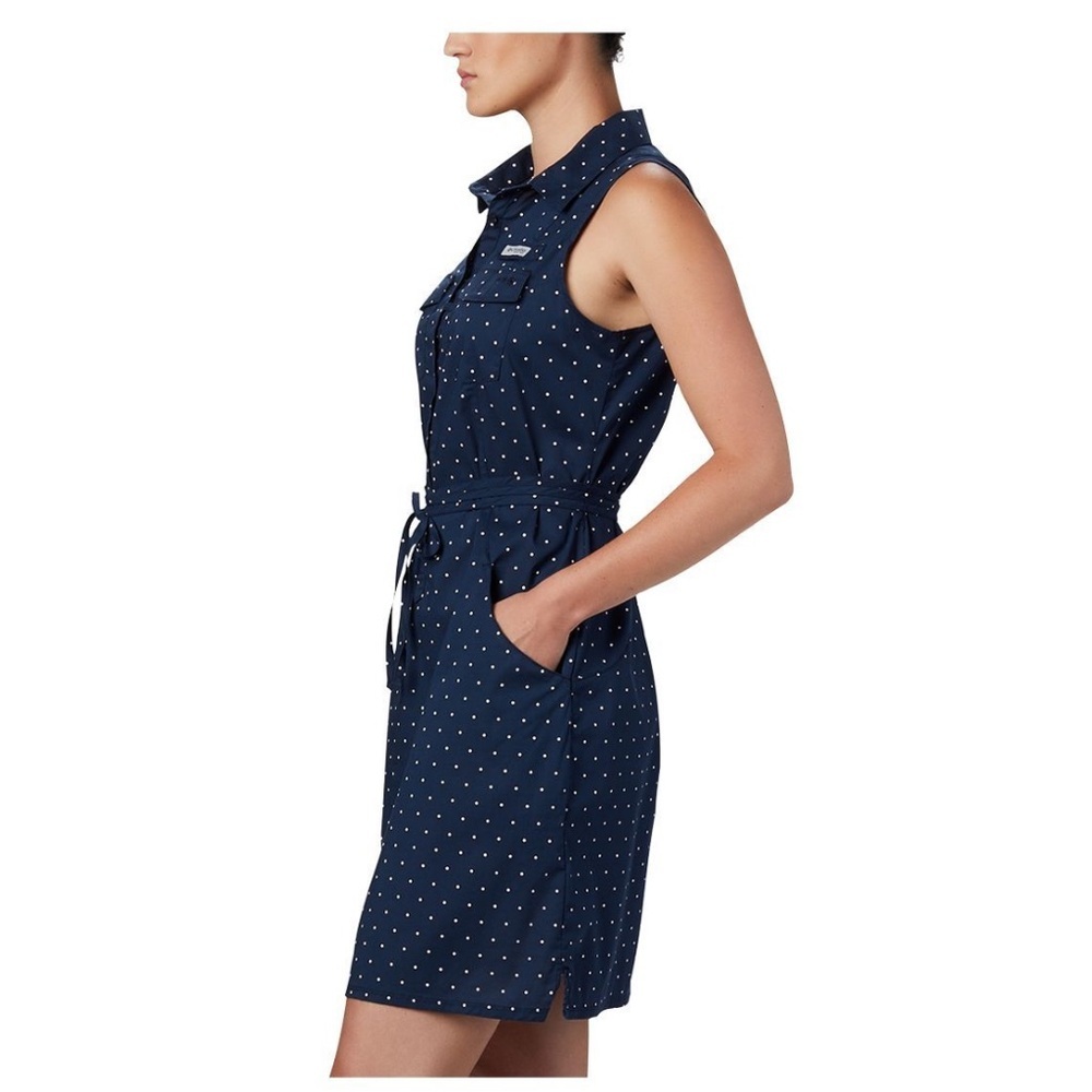Navy Polka Dot Sleeveless Columbia Dress